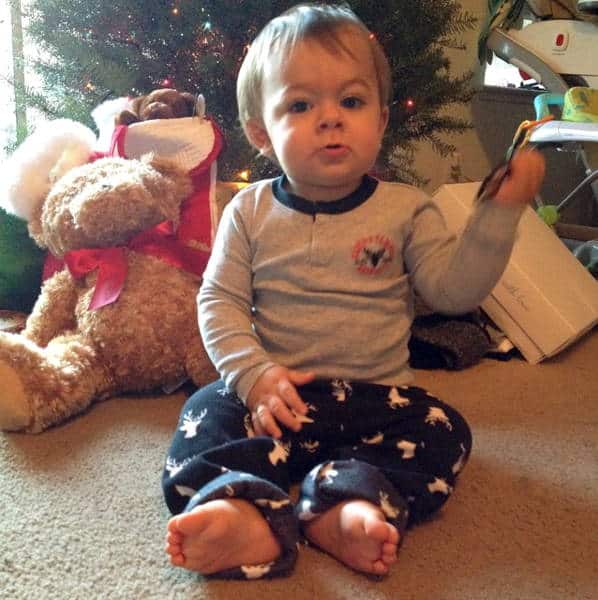 Stephanie's son Oliver, on his first Christmas (2014).